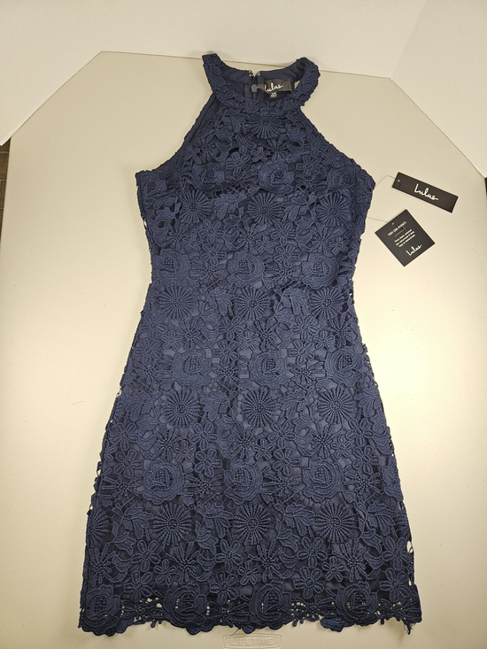 Lulus Dresses & Skirts - NWT Lulu's Love Poem Dress Women’s XS Lace Mini Crochet Floral Navy Blue